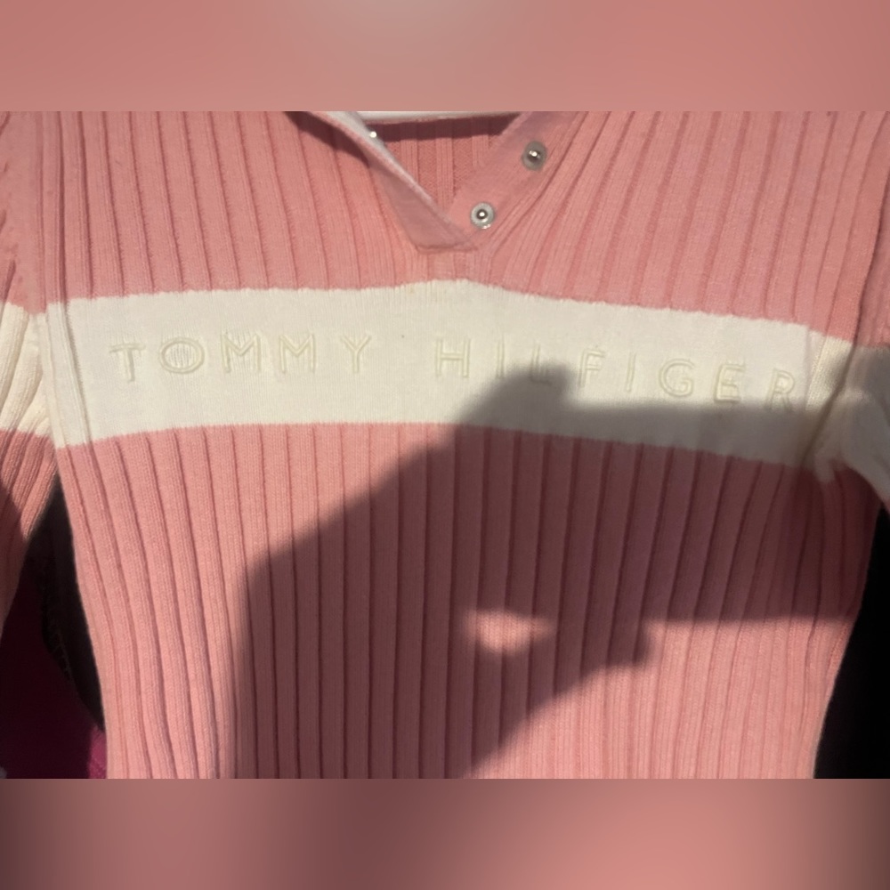 Pink and white sweater